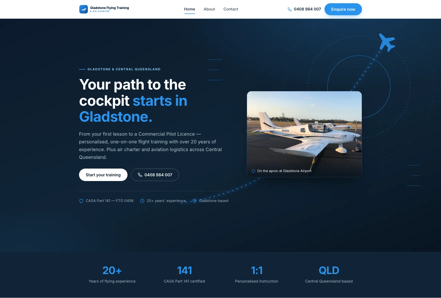 Gladstone Flying Training & Air Charter website