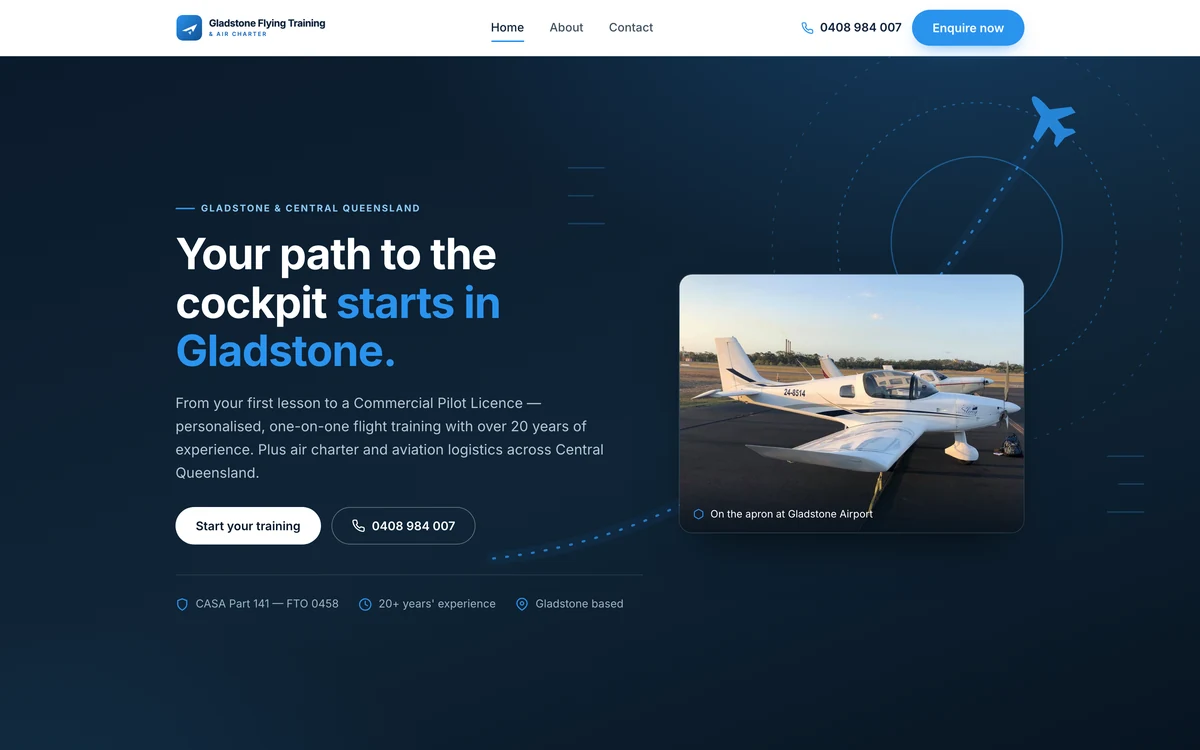 Gladstone Flying Training website